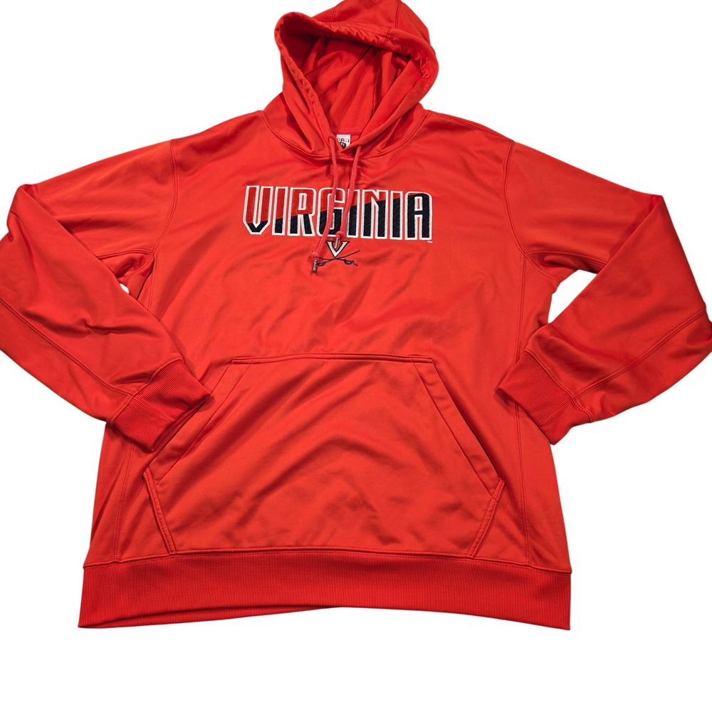 Virginia Cavaliers Hoodie Mens XL Orange Performance Fleece Sweatshirt UVA BAW